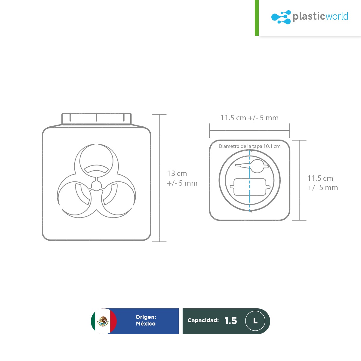bote contenedor para punzocortantes plastic world 1 5 l 003