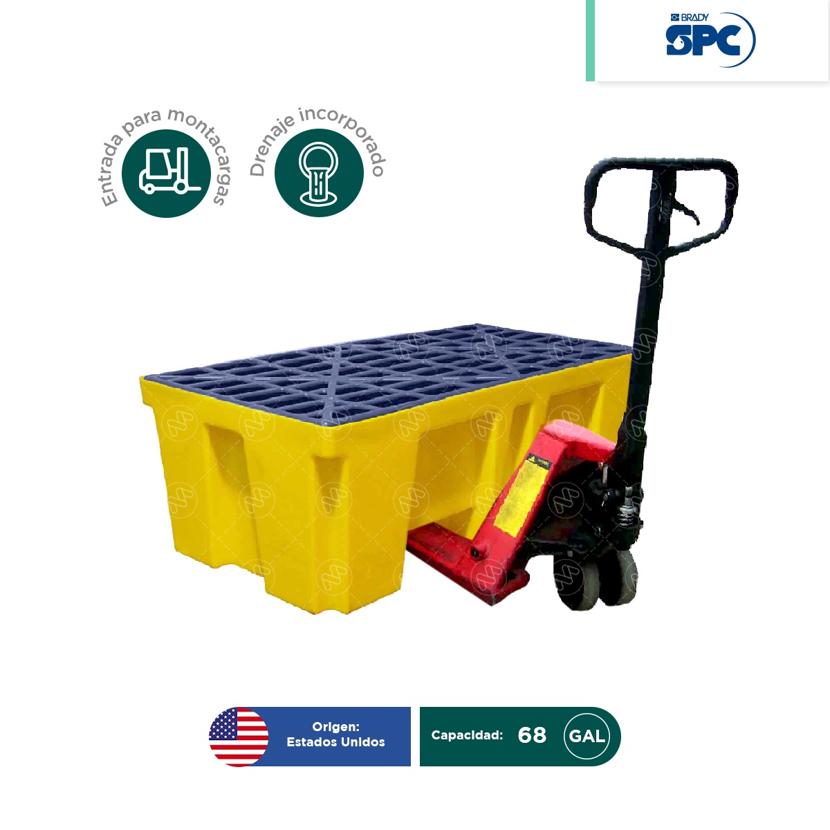 tarima antiderrames para 2 tambos spc 002