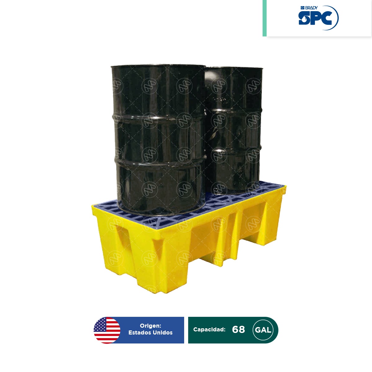 tarima antiderrames para 2 tambos spc 003