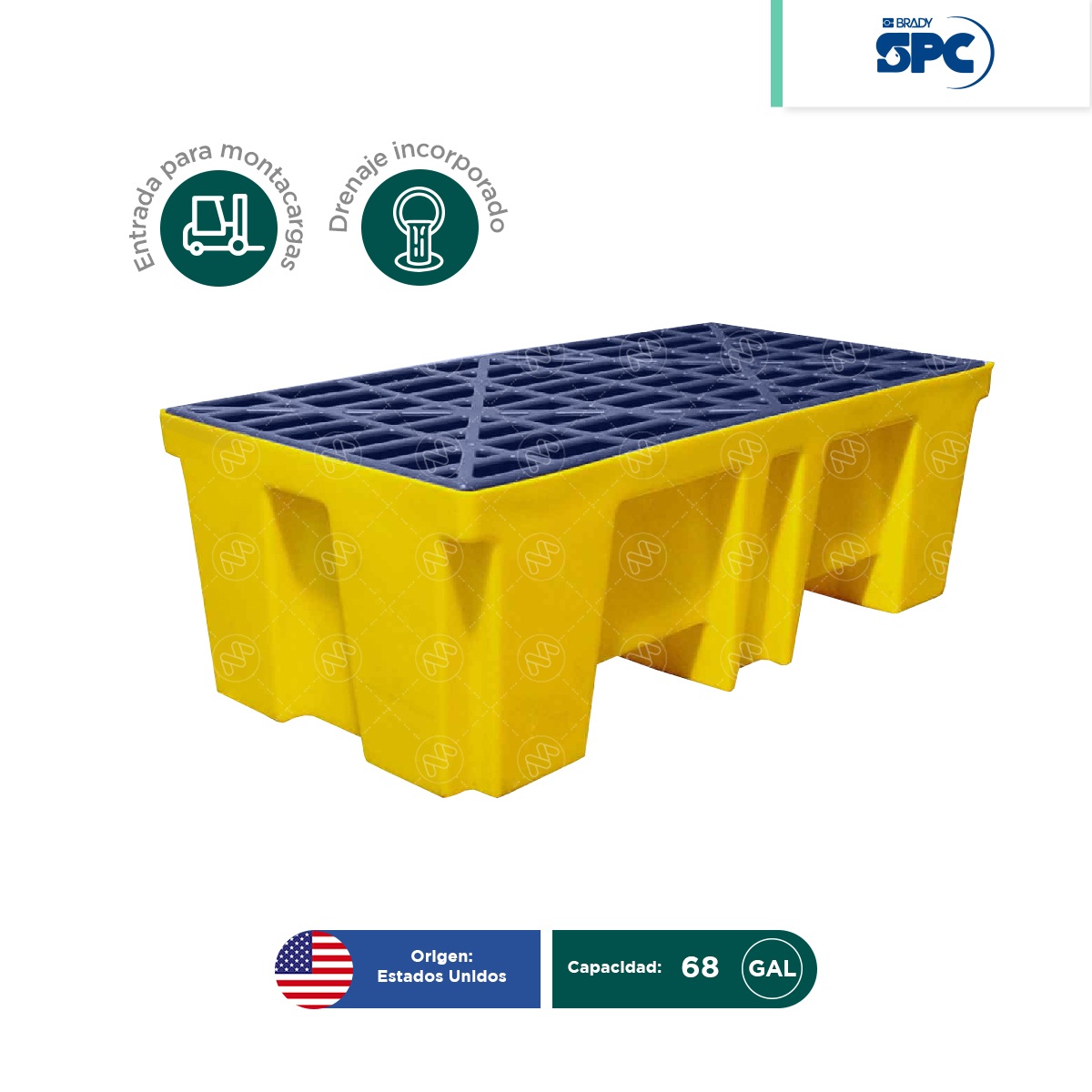 tarima antiderrames para 2 tambos spc 02