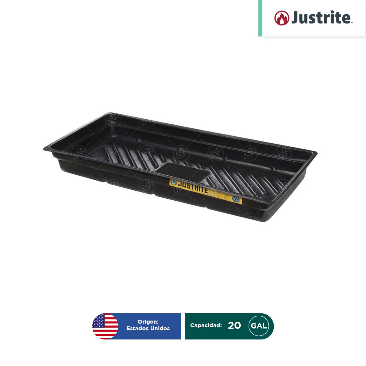 Charola utilitaria para derrames 66.04x96.52x14 cm Justrite 20 Gal